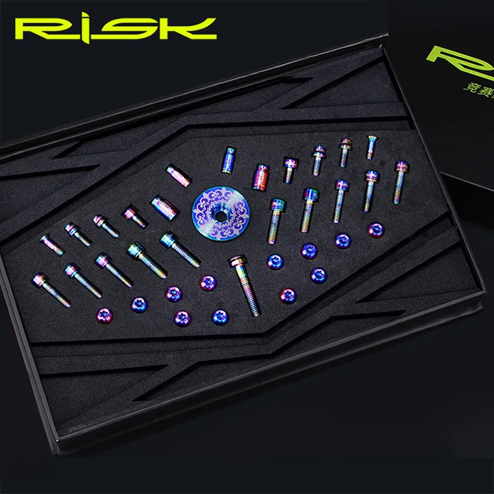 Rainbow RISK 36 шт. титановый сплав комплекты винтов для MTB велосипеда общие болты винт переключатель/тормоз/клетка/крышка клапана/крепежные болты с шайбой - Цвет: Rainbow