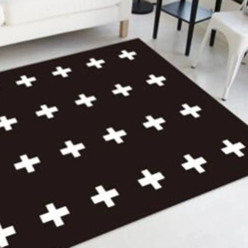 Нордическая гостиная прикроватный коврик для спальни-черный и белый крест