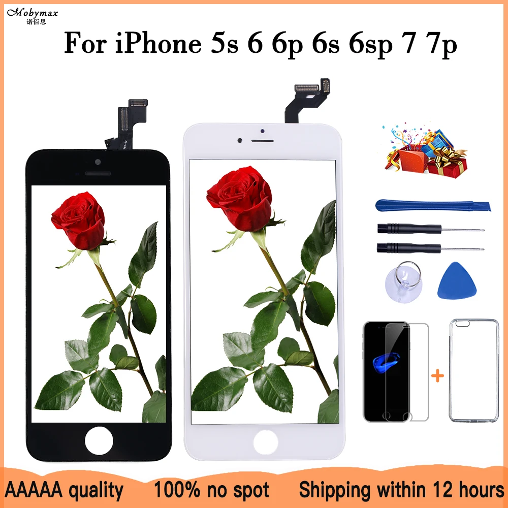 ЖК дисплей для iPhone 6 5 5c 5s SE 7 8 Plus 4 4S 6S (закаленное стекло + инструменты чехол)|Экраны