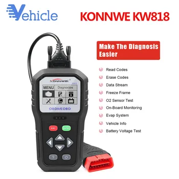 

KONNWEI KW818 Enhanced OBDII ODB2 EOBD Car Diagnostic Scanner 12V Battery Tester Check Engine Engine Automotive Code Reader Tool