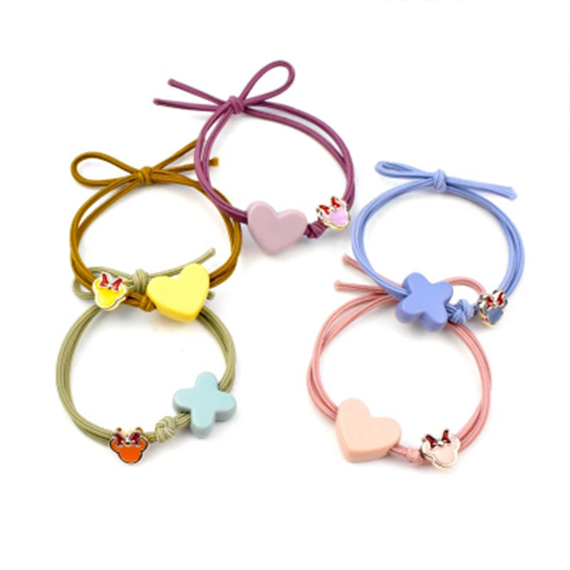 

Mickey Elastic Hair Bands For Girls Frosted Acrylic Love Rubbers Women's Knot Hair Ropes Headband Childern Kid Hair Accessories