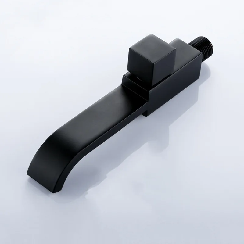 

Full Copper Lengthen Single Cooling Water Basin Faucet Dumb Black Basin Faucet Gun Gray Wire Drawing Mop Pool