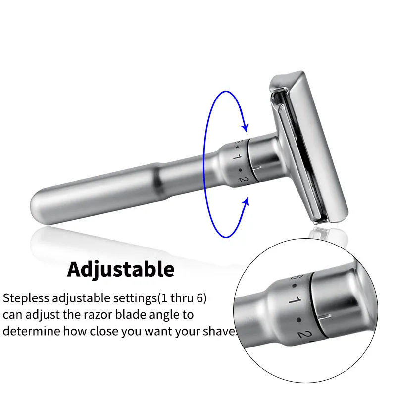 MINGSHI Полный Сплав Цинка Безопасной Бритвы Для Мужчин Регулируемая 1-6 Файлы Бритье Classic Double Edge Бритвы