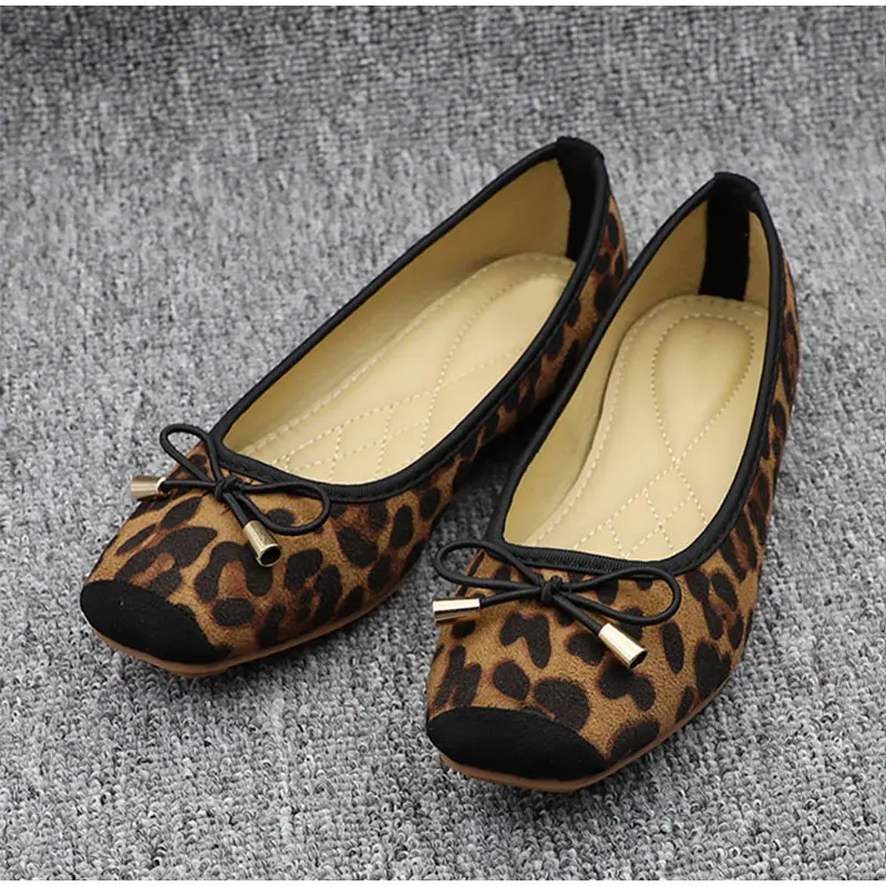

2020 Spring Woman Leopard Ballet Women Slip on Loafers Ladies Flats with BowFordable Ballerina Platform Comfy Casual Flat Shoes