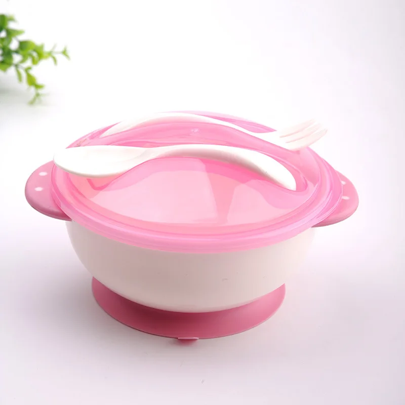 3Pcsset Baby Suction Cups Learning Dishes Kids Safety Spoon Fork Dinnerware Set Children Feeding Assist Bowls Tableware T0788