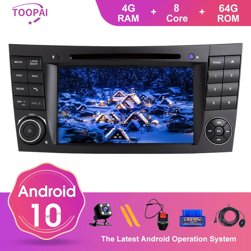 TOOPAI Android 10 для Mercedes Benz E-Class W211 E300 CLK W209 CLS W219 2002-2009 навигация GPS мультимедийный плеер