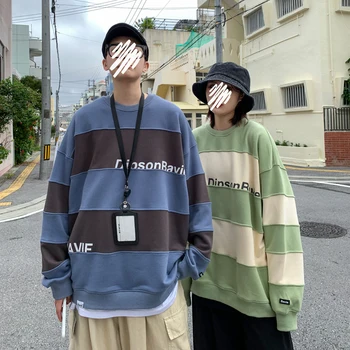 

Men's Sweatshirt 2020 Spring New Splicing Contrast Stripe Round Neck Sweatshirt Youth Personality Fashion Trend Men's Wear