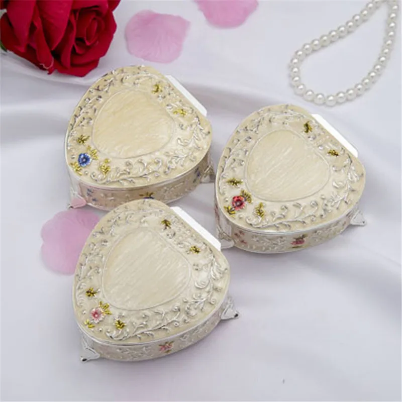 Creative Metal Cute Korean Style Rose Jewelry Box Simple Heart-Shaped Gift Jewelry desktop Storage Box