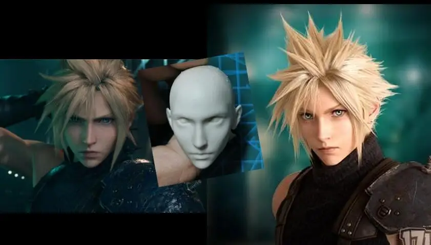 

1/6 Unpainted FF7 Final Fantasys 7 Remake Claude Unpainted Head Sculpture White Model Bald Edition BJD Styl for 12" Figure