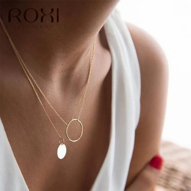 ROXI Simple 925 Sterling Silver Necklace Karma Round Circle Pendant Necklace for Women Fashion Clavicle Chain Statement Necklace - Image 3