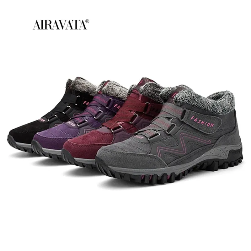 

Couple Winter Boots Man Women Comfortable Warm Hiking Boots Plus Velvet Soft Snow Boots Thick Wear-resistant Non-slip