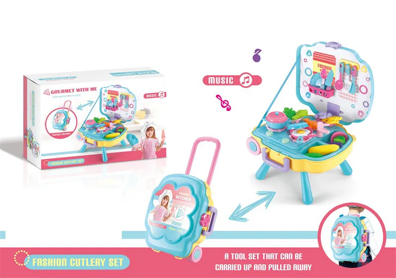 

Play House Kitchen Tableware Toys GIRL'S Cooking Cook Kitchenware Tableware Children Light Music Toy Set