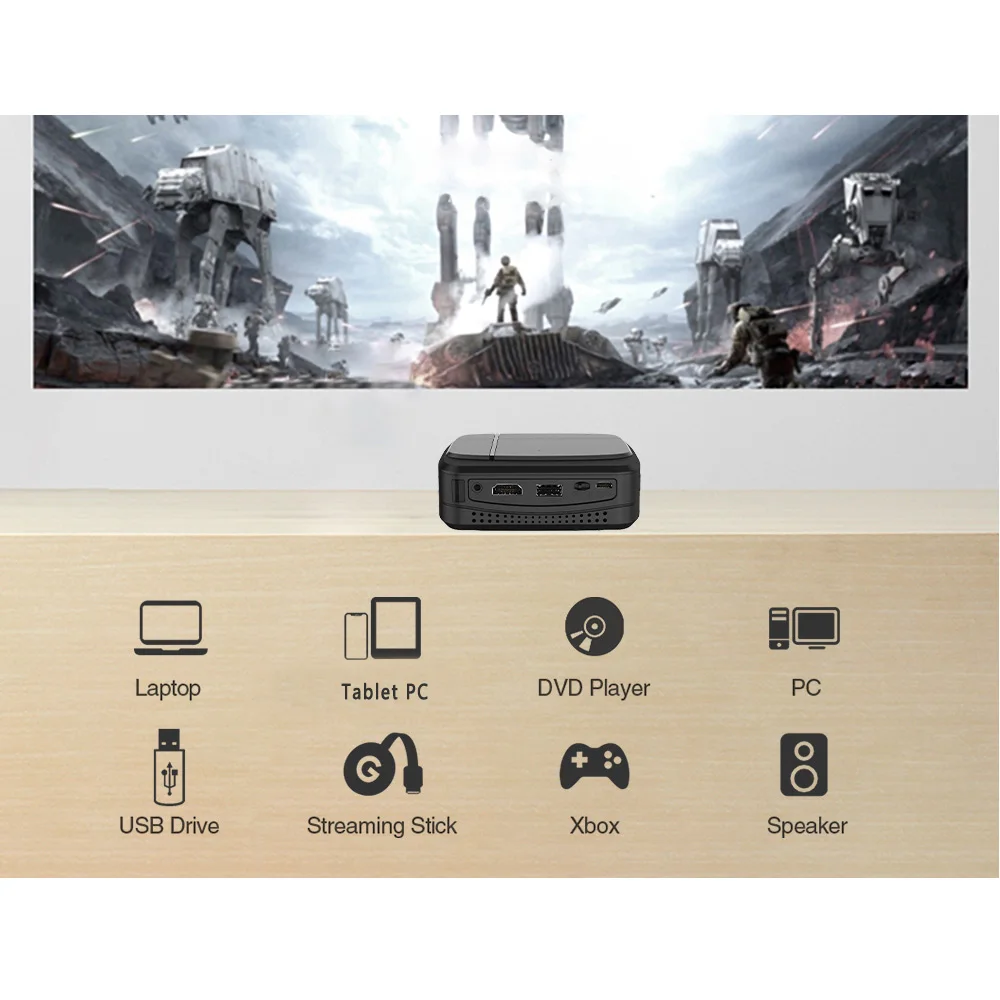 Портативный мини проектор CAIWEI H6W для смартфона DLP 1080P Wi Fi| |
