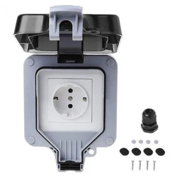 

Outdoor Waterproof IP66 Socket With Lamp Light Prevent Rain Dust For Garden Electrical Outlet Wall Power Socket Switched Outlet