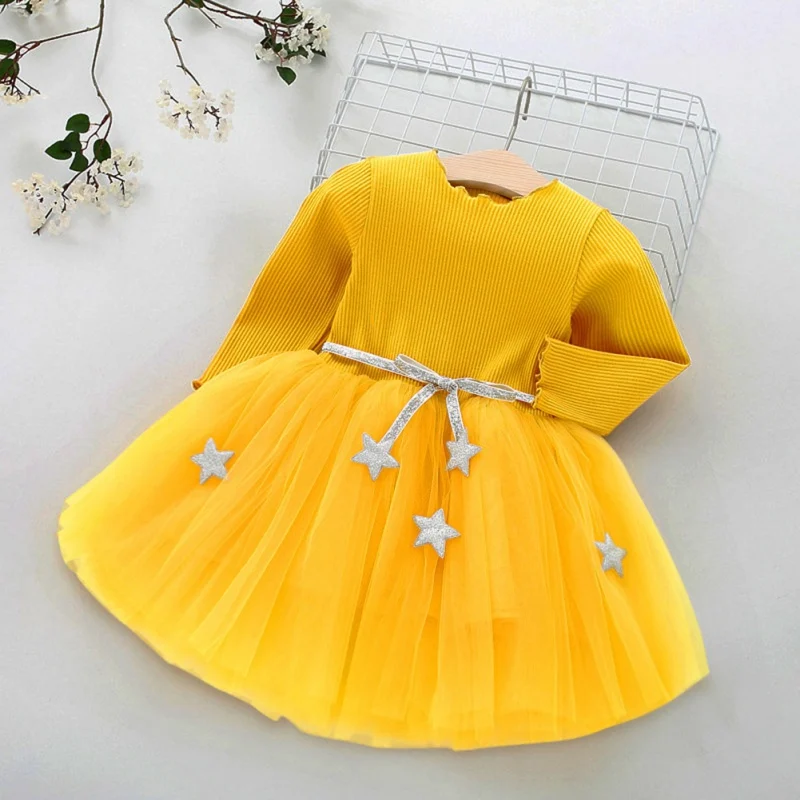 Детские платья с длинными рукавами осенне-зимнее платье для маленьких девочек школьная одежда Вечерние платья-пачки, повседневная одежда платье принцессы для девочек от 1 до 4 лет - Цвет: A2