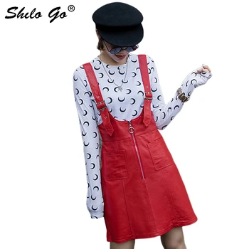 

Genuine Leather Skirt Red High Waist Zip Front Tartan Mini Skirt With Thick Buckle Strap Women Autumn Casual Preppy A Line Skirt