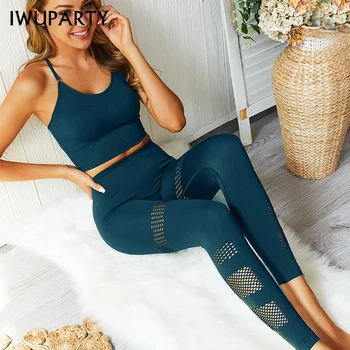 

2 Piece Knit Seamless Yoga Set Gym Clothing Fitness Suit Solid Pants Thin Straps Bra Top Workout Women's Sportswear Joging Femme