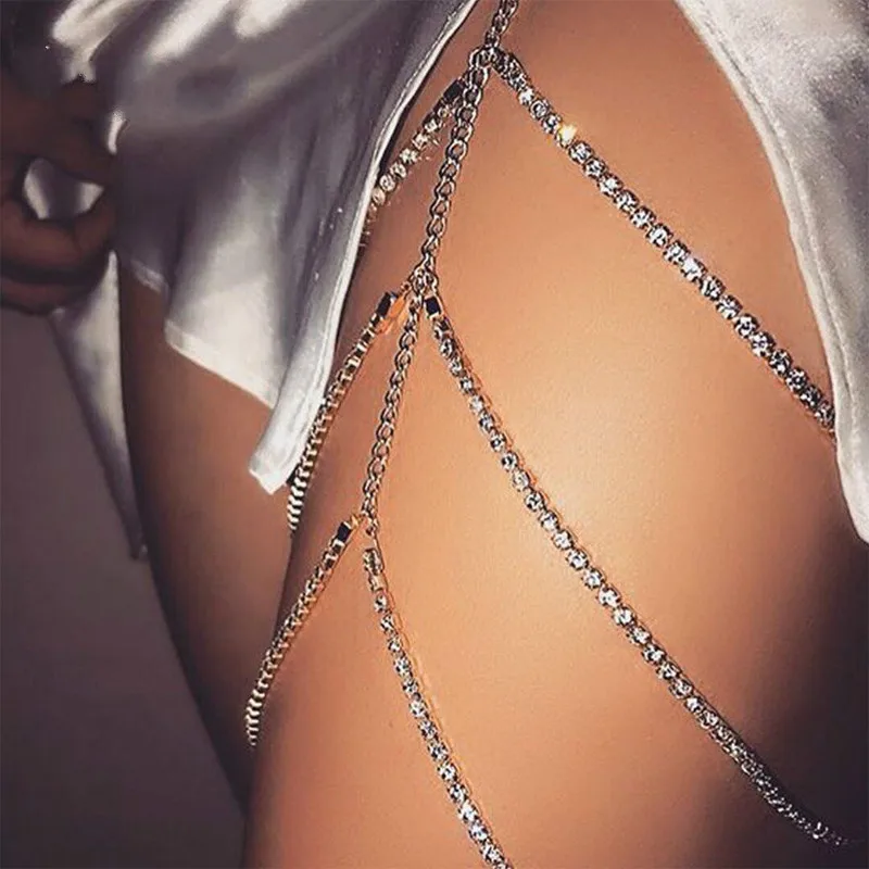 Summer Beach Sexy Multilayer Crystal Thigh Leg Body Chain 3 Layers Jewelry Belly Chains Waist Link Necklace for Women |