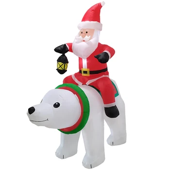 

2021 Christmas Yard Inflatables Self-inflated 6 FT Santa Claus Riding Polar Bear with LED Lighting for Outdoor Toys Decorations