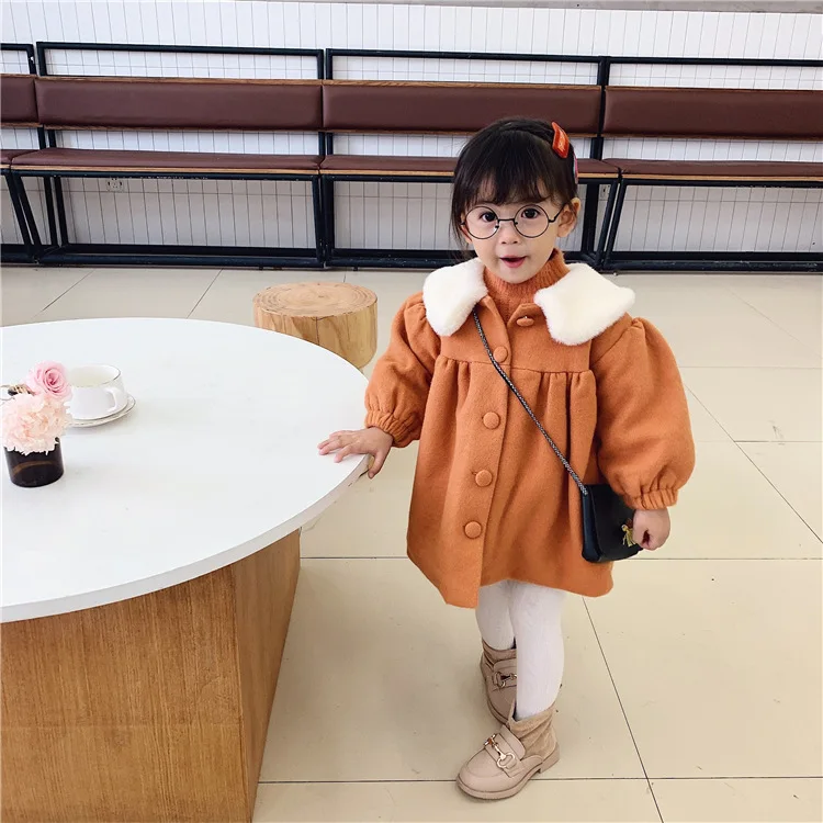 New Arrival Girls Woolen Coat Autumn Winter Baby Girl Clothes Kids Jacket 1-6Years