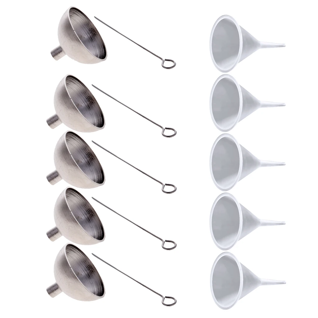 10pcsStainlessSteelPlasticFunnelSetForSmallBottleUrnFunnel