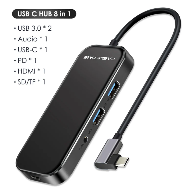 USB C концентратор USB 3,0 HDMI RJ45 type-C концентратор адаптер для iWatch Macbook air Matebook X USB 3,0 концентратор с беспроводной зарядкой C251 - Цвет: 8 in 1 USB HUB