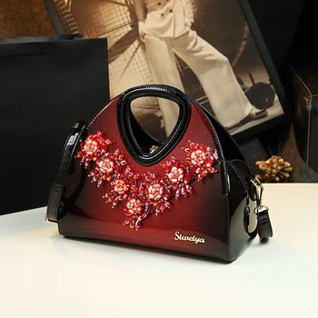 

New Luxury Fashion Diamond Flowers Women Handbags Wild Party Evening Dumpling Bag Genuine Leather Shoulder Messenger Bags Female