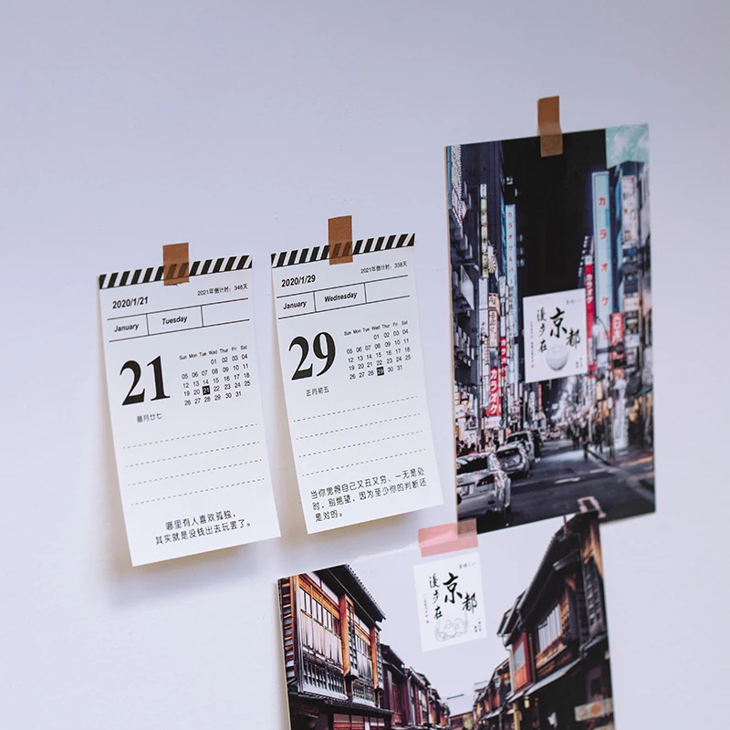 Simple Mini Desktop Calendar 366 Days Portable Calendars Daily Schedule Planner Yearly Agenda Organizer
