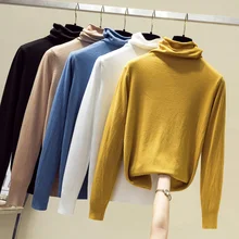 Kintted Turtleneck Cashmere Women Sweater Solid Color Long Sleeve Jumper Korean Fashion Autumn Winter Pullover Black White Blue