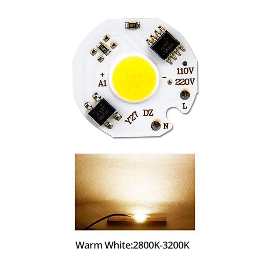 Warm White 10 шт. COB светодиодный чип смарт-ic Вход 220V 110V 9 Вт 7 Вт 5 Вт 3 Вт Светодиодный светильник для изготовления украшений своими руками, светодиодный s для светильник лампы Точечный светильник Потолочные Светильник - Испускаемый цвет: Warm White