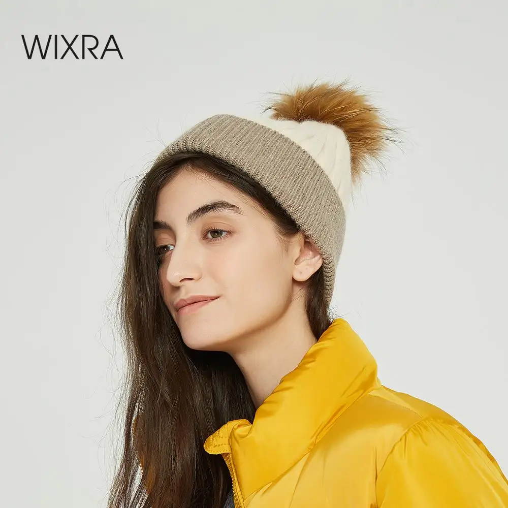 Wixra шапка из меха норки и лисы с помпонами зимняя женская шляпа в стиле пэтчворк