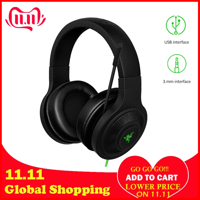Kaufen Razer kraken Ätherisches Standard Kopfhörer Lärm Isolieren Über Ohr Wired Gaming Headset Analog 3,5mm USB mit Mic für LOL Gaming