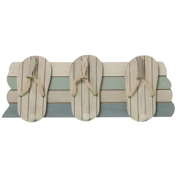 

Decors-62217 Set 4 Hangers Wall C/3 Hooks Wood "flip flops" _ 40x15,5X6 cm