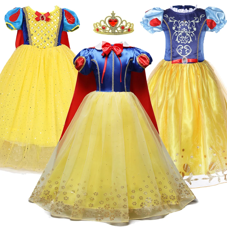 

3 4 5 6 7 8 9 10 Years Old Princess Dress for Girls Cosplay Snow White Costume Summe Kids Birthday Party Short Clothes Children