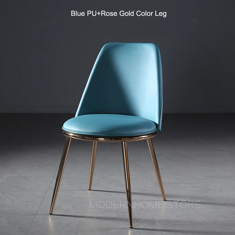 Blue PU S R.Gold L Лидер продаж Продвижение Современная мода Скандинавский дизайн из искусственной кожи ткань мягкий чехол обеденный стул со спинкой мебель 1 шт - Цвет: Blue PU S R.Gold L