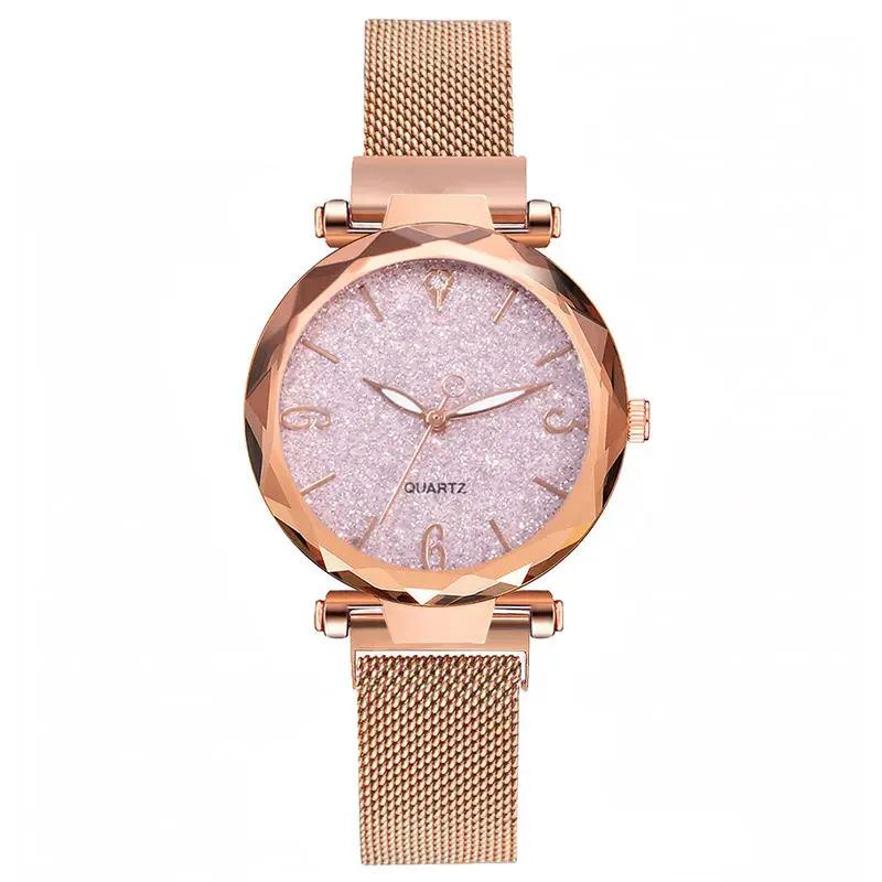 1 шт. розовое золото женские роскошные модные часы магнитные звездное небо женские тонкие наручные часы сетка женские часы для подарка женские часы
