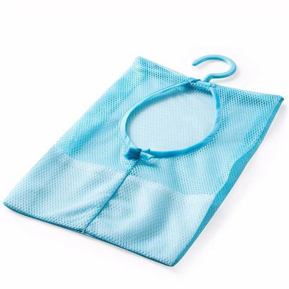 1 карман для хранения прищепки в ванной, сетчатый мешок, крючки из полиэстера, загрузка для косметики, подвесной мешок органайзер для душа, ванна#25 - Цвет: Blue