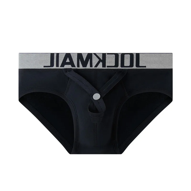 

Мужские Трусы-слипы JOCKMAIL, черные трусы с U-образным выпуклым мешочком, с кольцом, сексуальное нижнее белье для геев, трусики смешные