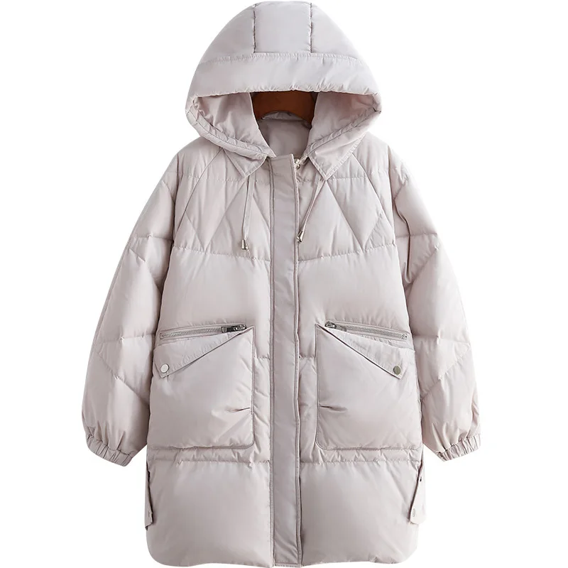 

New Fault Code Down Jackets Girls Long Even Hat Keep Warm Bai Yarong Winter Loose Coat
