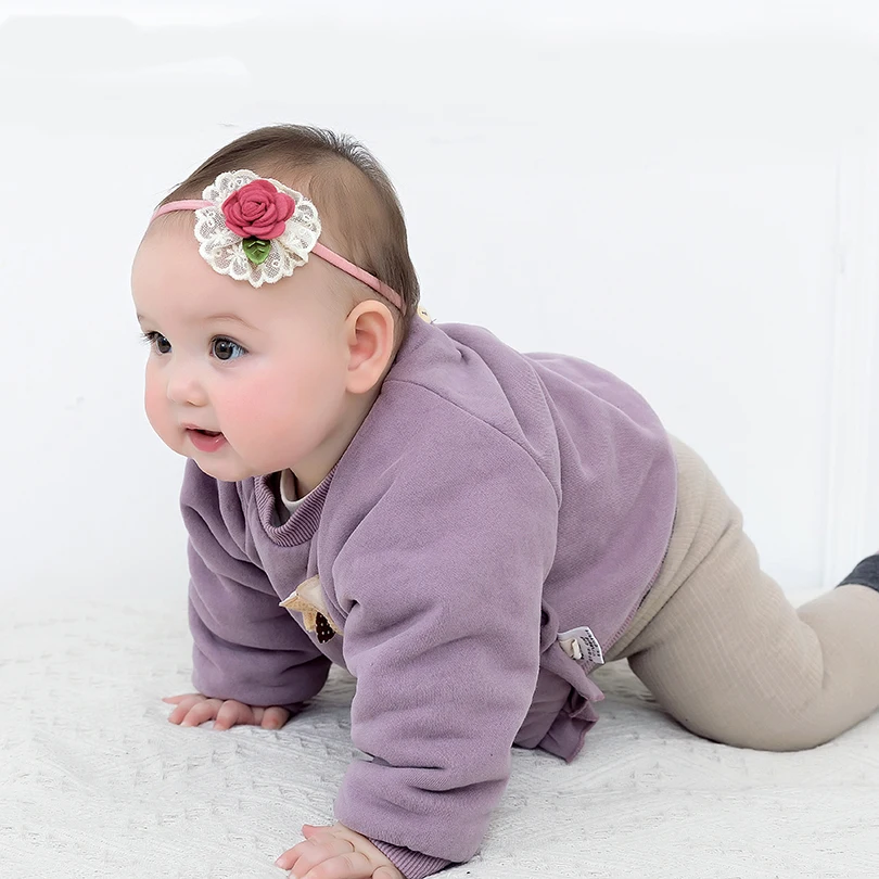 

1 PCS Lace Rose Flower Headbands For Girls Elastic Nylon Headband Hairwear Soft Head Band Ornaments Children Hair Accessories