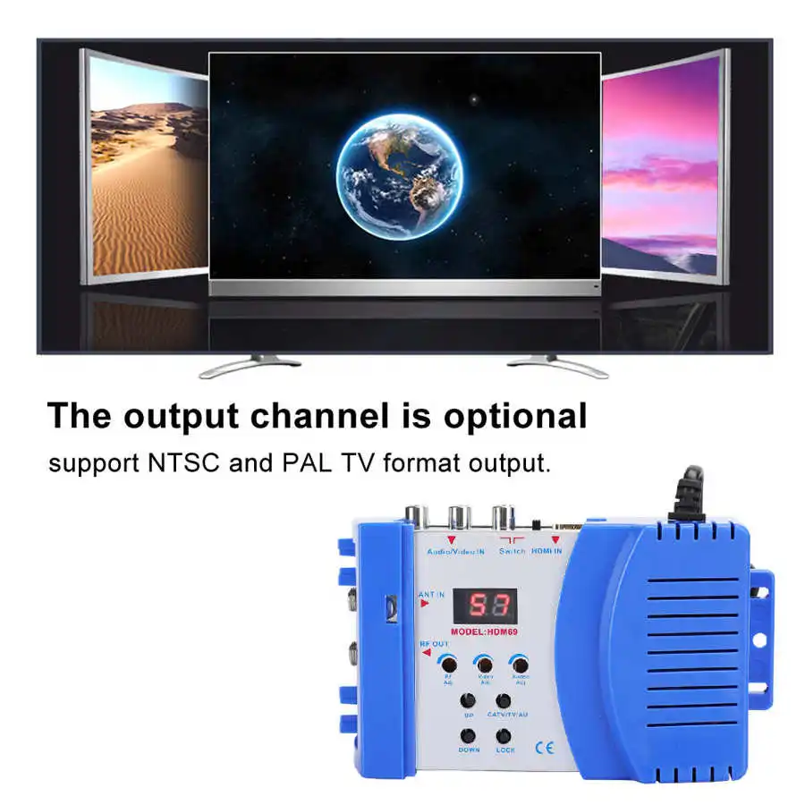 TMISHION Modulator HDM68 Modulateur HD HDM68 numérique HDMI RF VHF / UHF fréquence accessoires