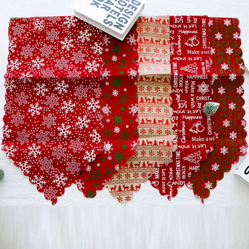 

Christmas table runner Embroidery Linen Table Flag Tablecloths Party Xmas Decorations Creative table runner chemin de table F96