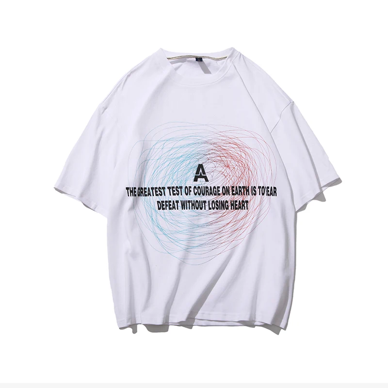 2019 Men's Summer New Casual Letter Printing Short-sleeved Round Neck T-shirt Loose Harajuku Temperament Trend Cotton
