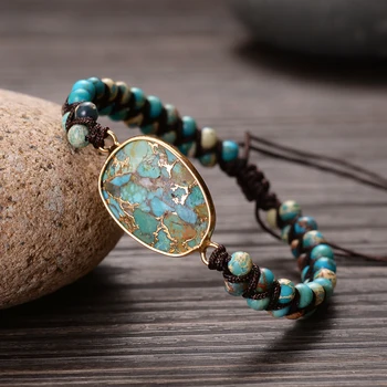 

Natural Big Regalite Stones Bracelets Women Double Layers Beads Braided Boho Bangles