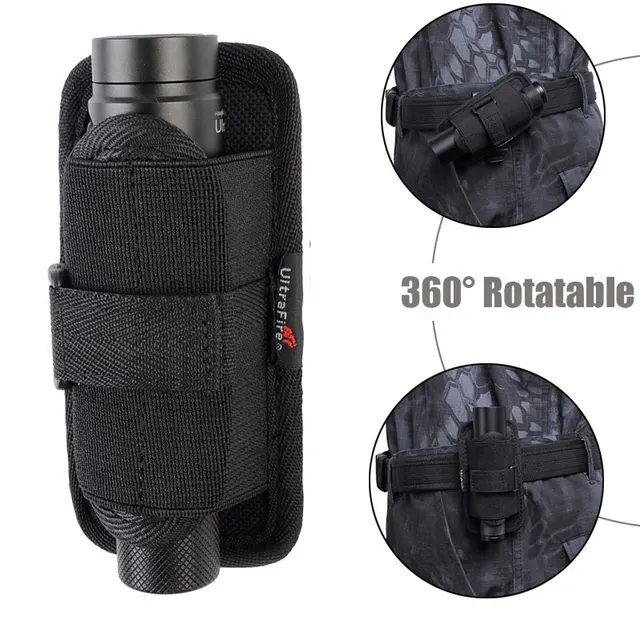 US $2.49 Tactical Molle Flashlight Pouch Flashlight Holster 360 Degree Rotatable Belt Carry Case Torch Holde