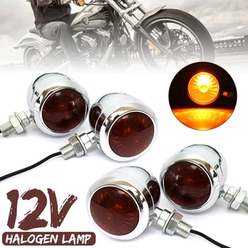

4PCS Metal Motorcycle Turn Signal Indicator Light Lamp Bulb For Harley /Cafe /Racer