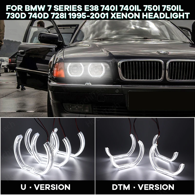 

Day light LED Angel Eyes kit Cut Style Halo ring DTM U Shape Light For BMW 7 Series E38 740 750 730 728 95-01 XENON headlight