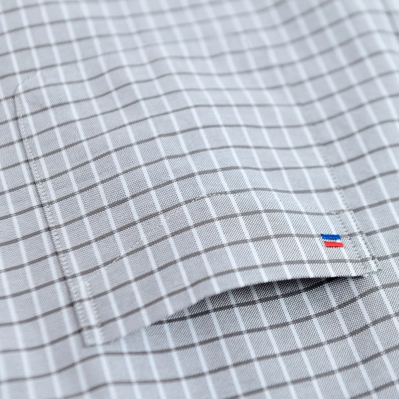 Мужская клетчатая рубашка на пуговицах в Оксфордском стиле с одним накладным карманом, повседневные плотные контрастные стандартные рубашки с длинным рукавом в клетку