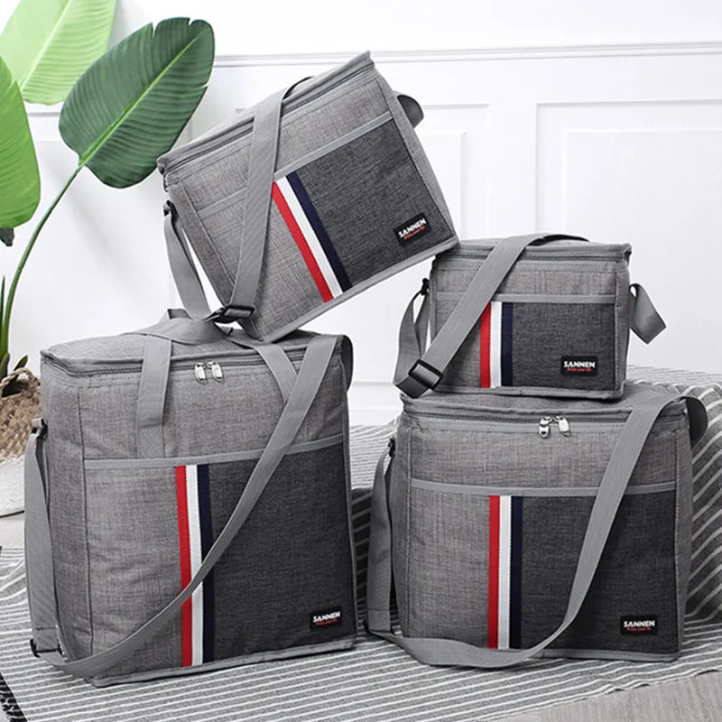 Outdoor aluminum foil waterproof picnic foldable lunch shoulder fresh keeping ice pack insulation bags splicing travel handbag