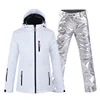 New Pure Color White Womens Snow suit Wear Snowboard Clothing Set 10k Waterproof Windproof Winter Costume Ski Jacket + Snow Pant ► Photo 3/6